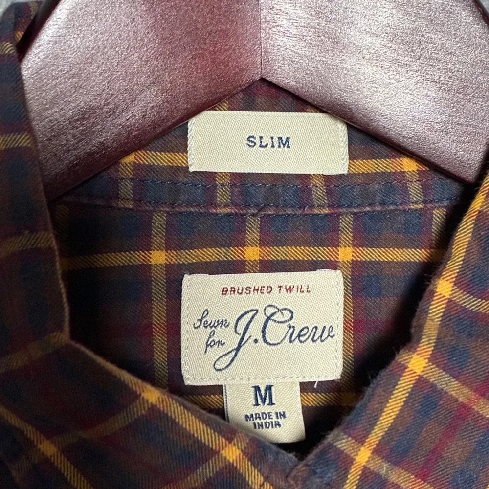 J.‎ Crew Cotton Slim Fit Plaid Button Down Long Sleeve Shirt Mens M Red